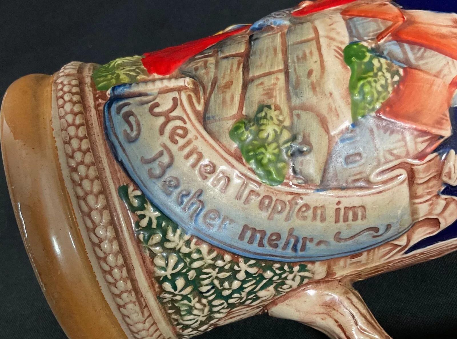 Stein de bière antique du 20ème siècle peint à la main, 18,5 cm - 2Y539 en vente 1