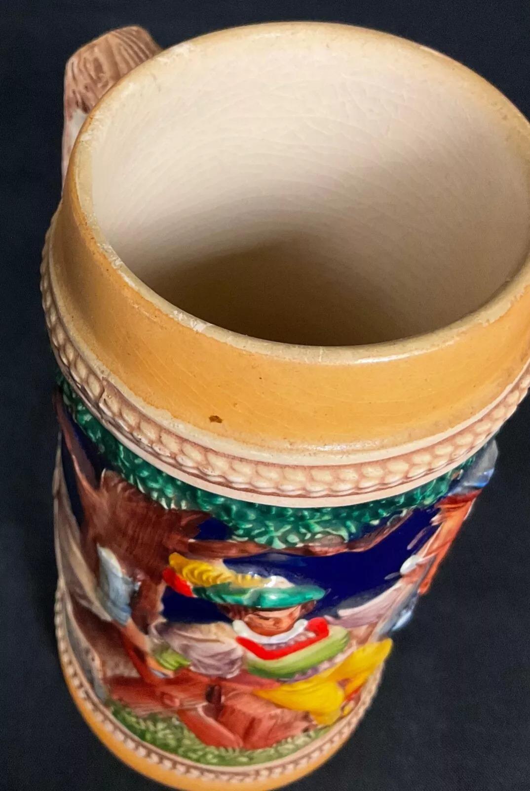 Stein de bière antique du 20ème siècle peint à la main, 18,5 cm - 2Y539 en vente 2