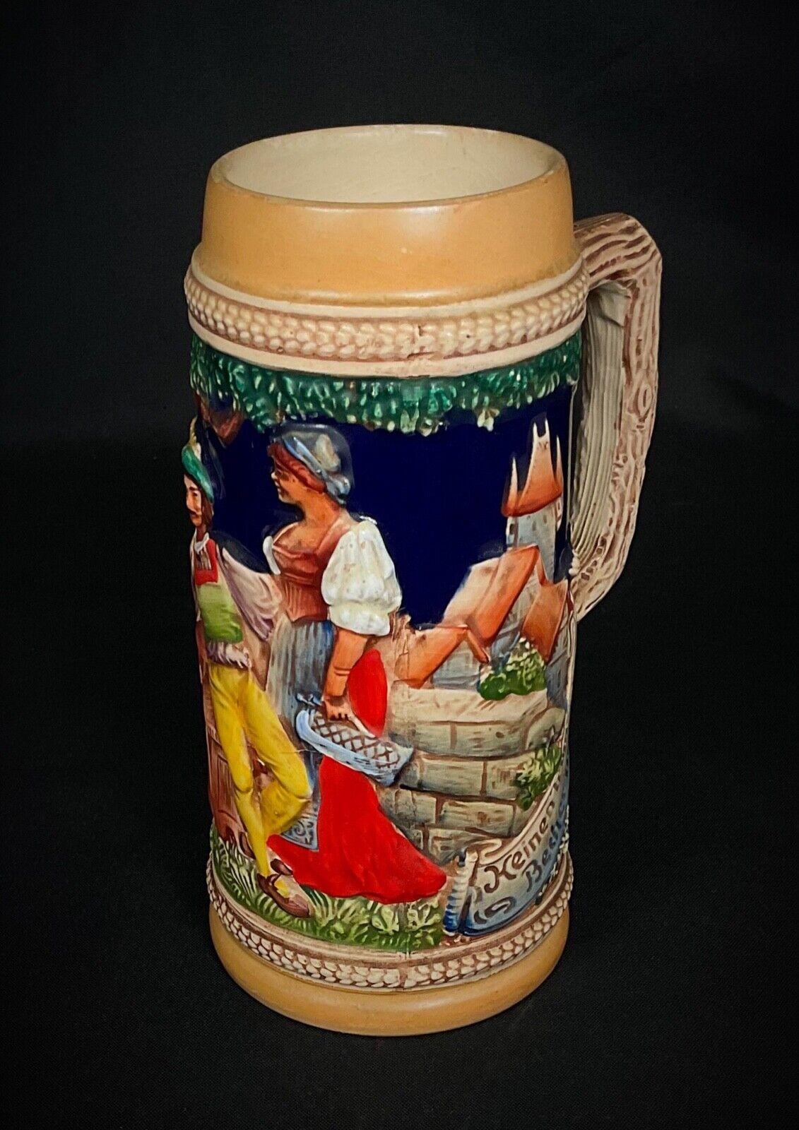 Stein de bière antique du 20ème siècle peint à la main, 18,5 cm - 2Y539 en vente 3