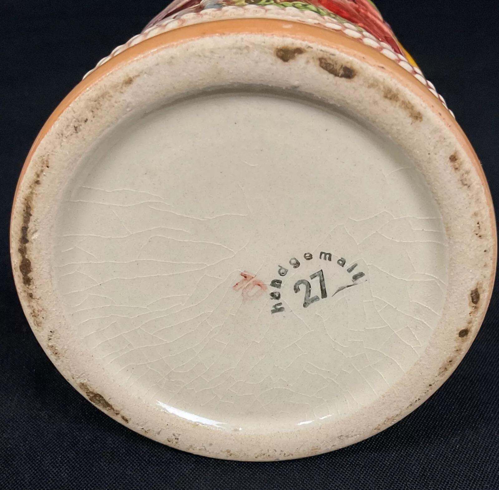 Stein de bière antique du 20ème siècle peint à la main, 18,5 cm - 2Y539 en vente 4