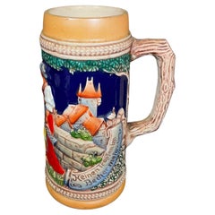 Stein de bière antique du 20ème siècle peint à la main, 18,5 cm - 2Y539
