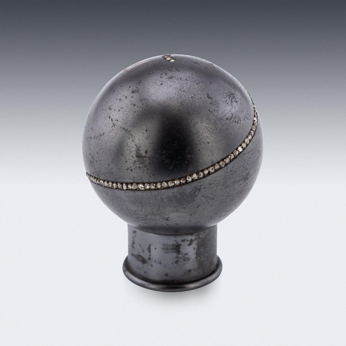 Other Antique 20th Century Imperial Russian Gun Metal & Diamond Cane Handle c.1900 For Sale