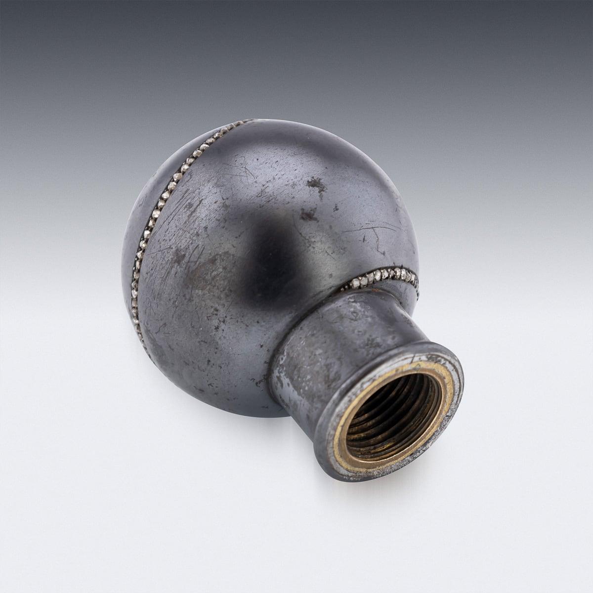 Antique 20th Century Imperial Russian Gun Metal & Diamond Cane Handle c.1900 For Sale 1