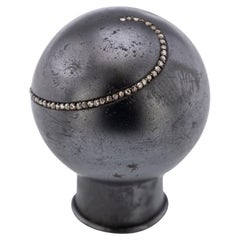 Ancienne poignée de canne russe impériale du 20e siècle en métal à canon et diamants, vers 1900