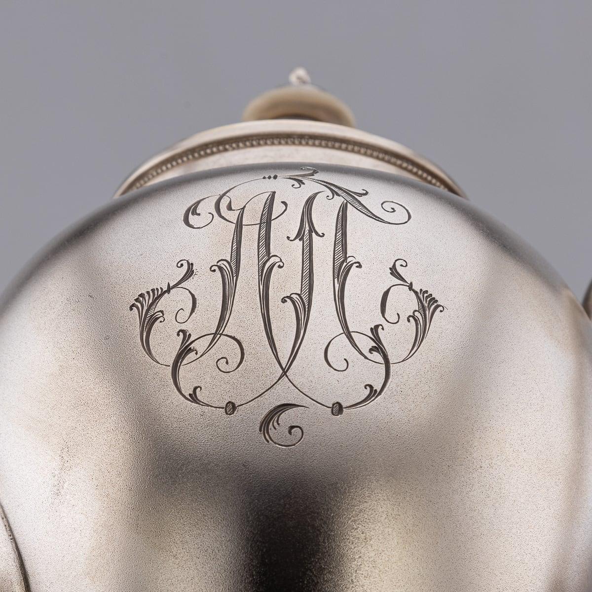 Antique 20th Century Imperial Russian Solid Silver Cased Tea Service c.1900 13