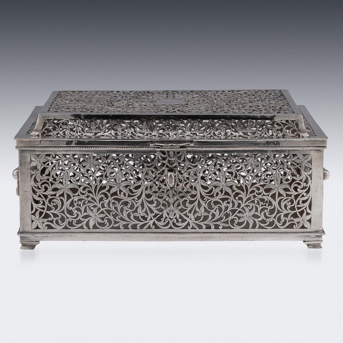 Anglo-Indian Antique 20th Century Indian Kutch Solid Silver Treasure Chest / Casket c.1900