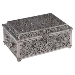 Antique 20th Century Indian Kutch Solid Silver Treasure Chest / Casket c.1900
