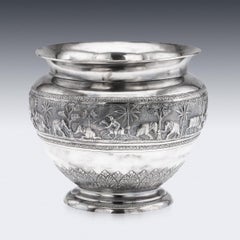 Antique 20th Century Indian Solid Silver Bowl, Arachun-Parsrap, Calcutta c.1900