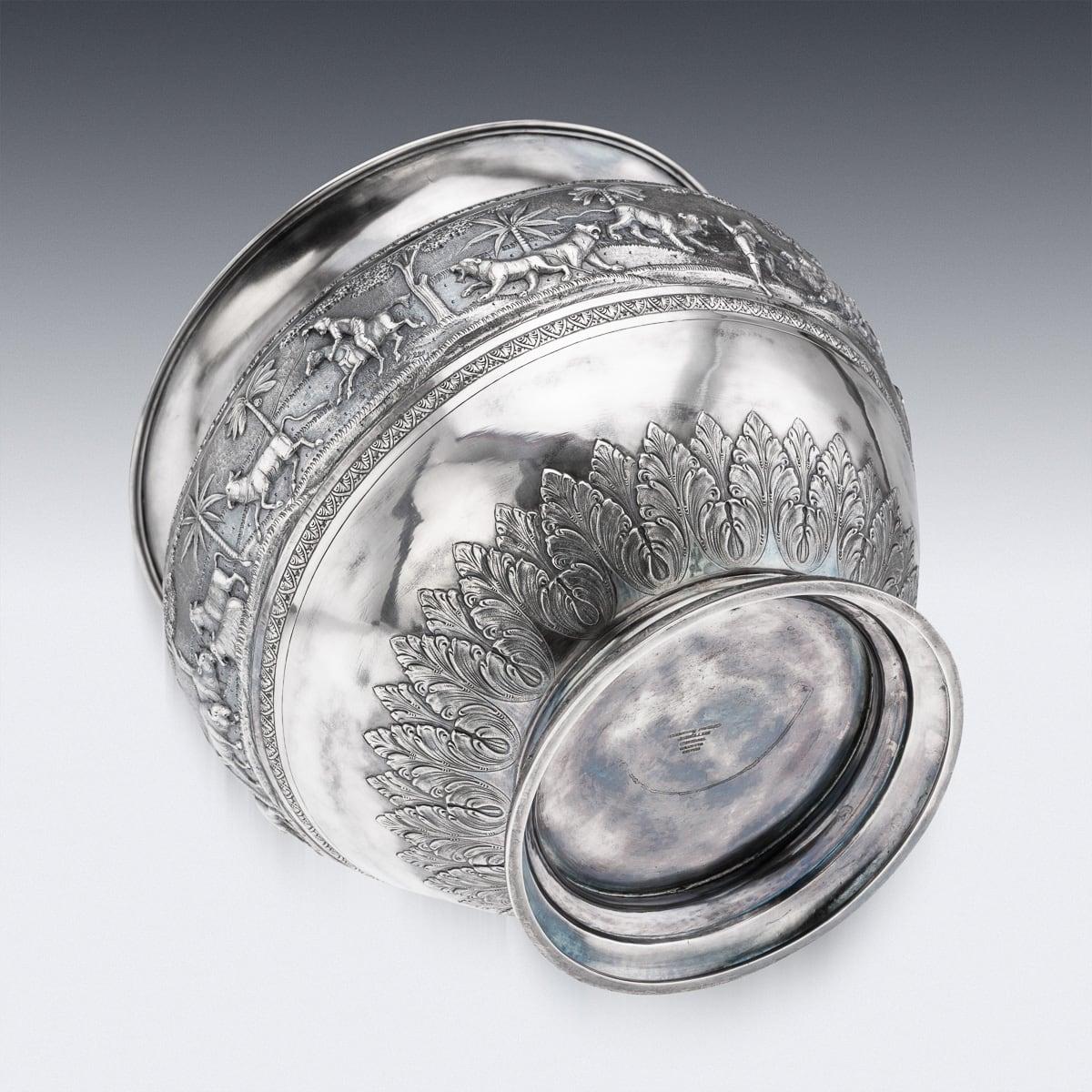 Antike indische Schale aus massivem Silber des 20. Jahrhunderts, Arachun-Parsrap, Kalkutta, um 1900 im Angebot 1