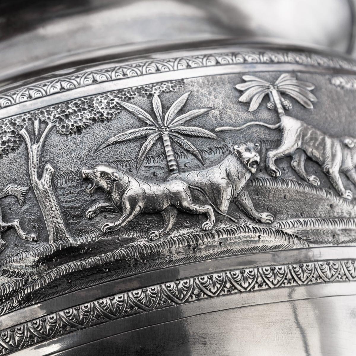 Antike indische Schale aus massivem Silber des 20. Jahrhunderts, Arachun-Parsrap, Kalkutta, um 1900 im Angebot 3