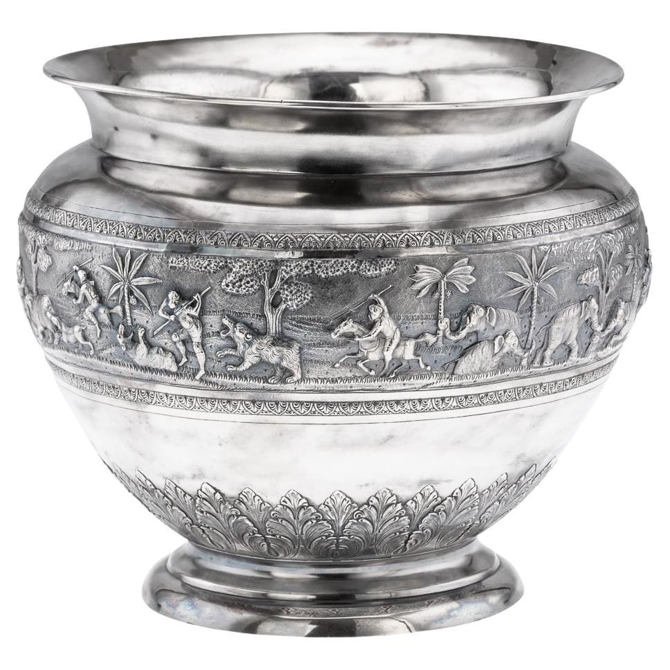 Antiguo cuenco indio de plata maciza del siglo XX, Arachun-Parsrap, Calcuta c.1900
