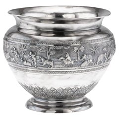 Antiguo cuenco indio de plata maciza del siglo XX, Arachun-Parsrap, Calcuta c.1900