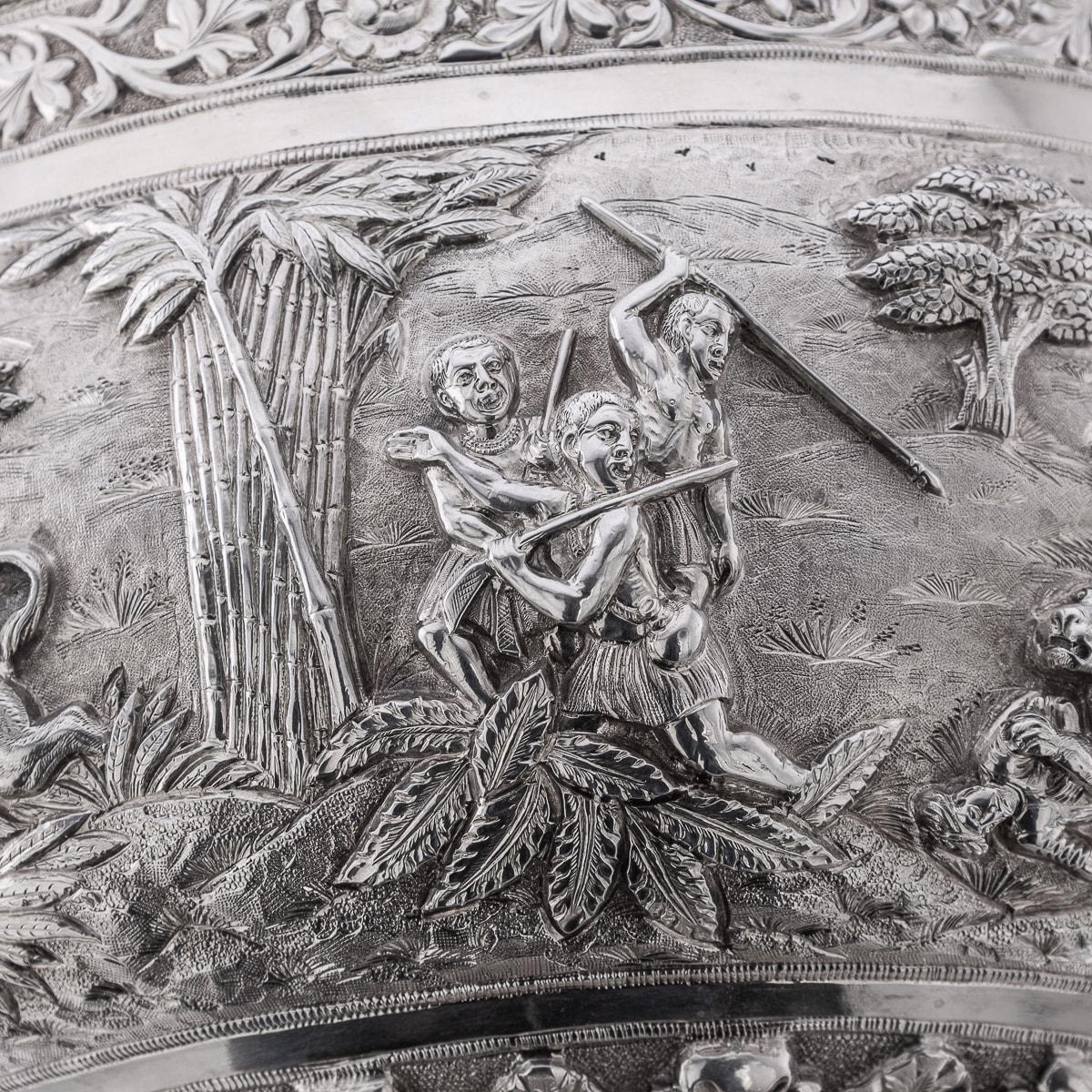 Antique 20th Century Indian Solid Silver Decorative Bowl On Stand, Poona c.1900 13