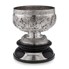 Antique 20th Century Indian Solid Silver Decorative Bowl On Stand, Poona c.1900