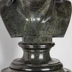 Antique 20th Century Italian Green Marble Life Size Bust On Stand c.1900