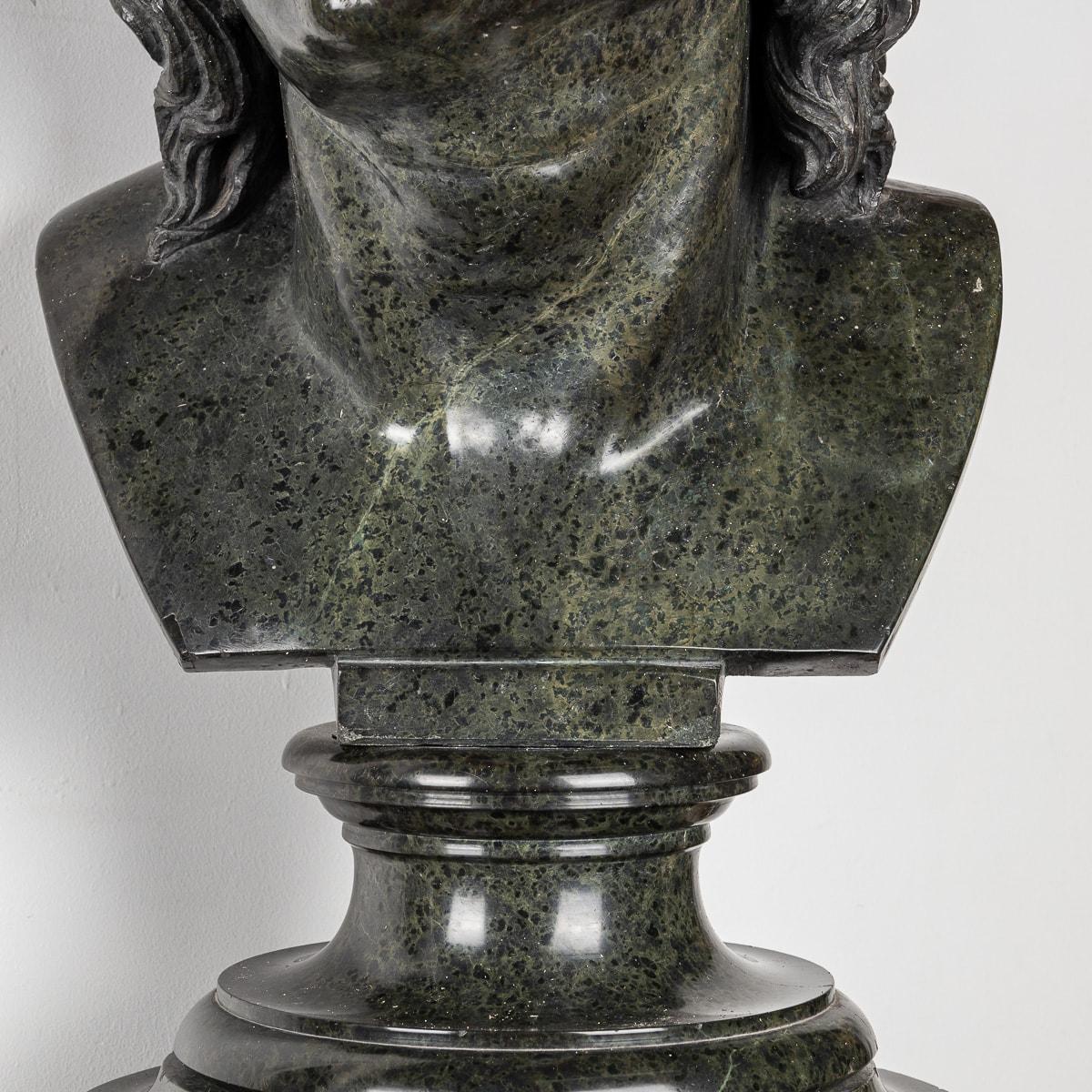 Antique 20th Century Italian Green Marble Life Size Bust On Stand c.1900 For Sale 2