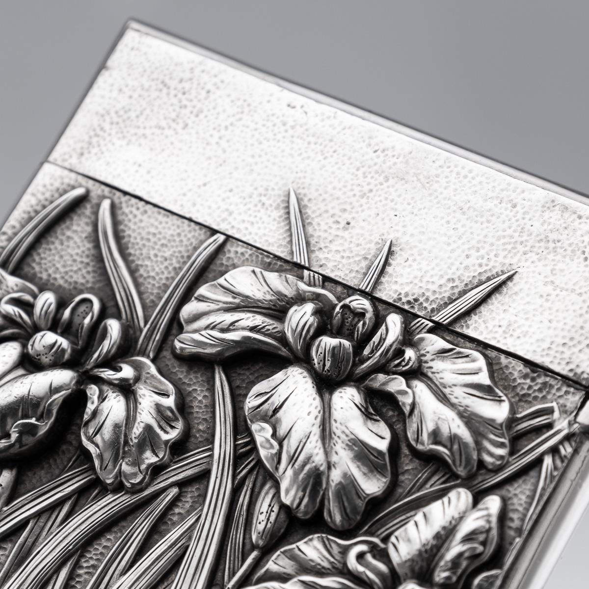Antikes japanisches Meiji-Silber-Kartenetui des 20. Jahrhunderts um 1900 im Angebot 9