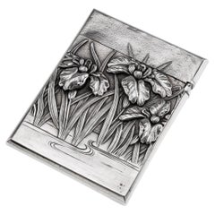 Antikes japanisches Meiji-Silber-Kartenetui des 20. Jahrhunderts um 1900