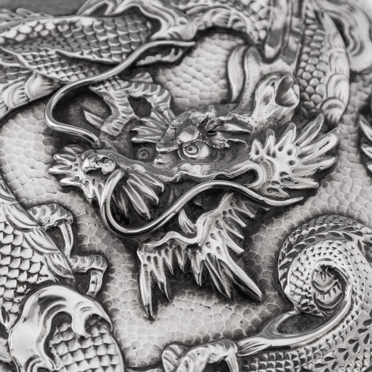 Antique 20th Century Japanese Meiji Solid Silver Dragon Cigar Box c.1900 6