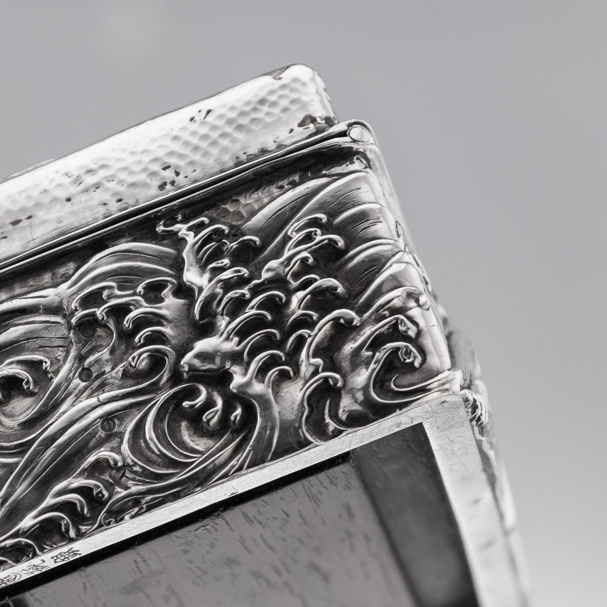 Antique 20th Century Japanese Meiji Solid Silver Dragon Cigar Box c.1900 13