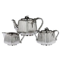 Antique 20th Century Japanese Meiji Solid Silver Three-Piece Tea Set, Murakami