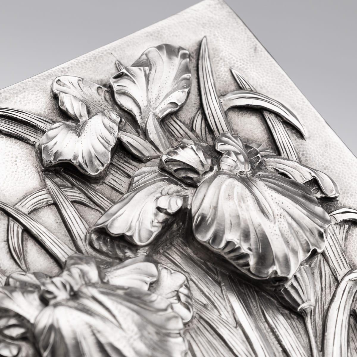 Antique 20th Century Japanese Solid Silver Iris Flower Cigar Humidor Box c.1900 For Sale 16