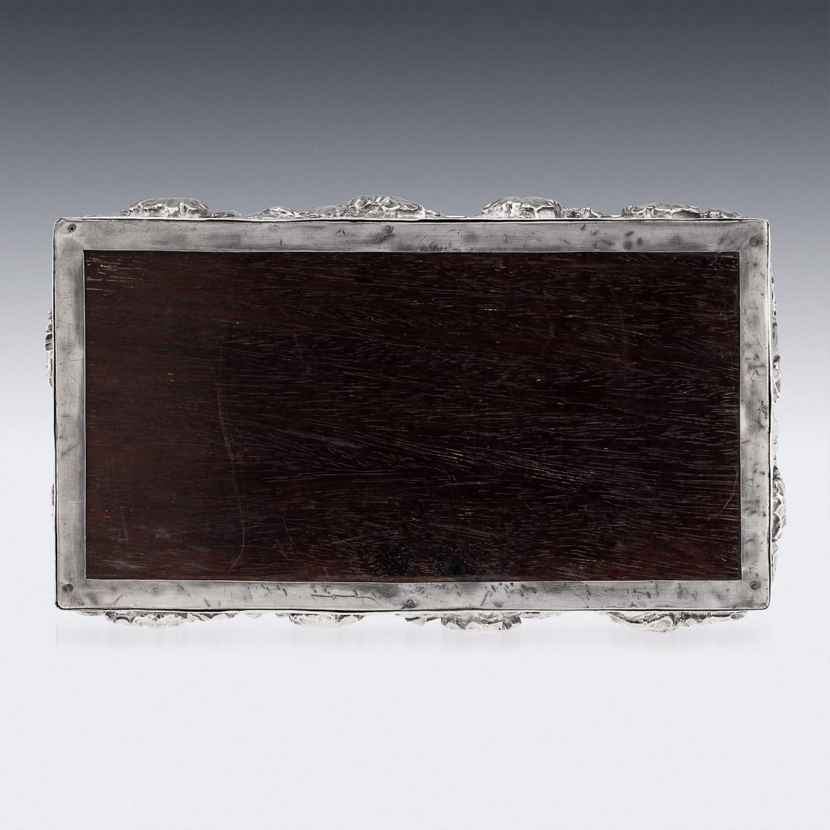 Antique 20th Century Japanese Solid Silver Iris Flower Cigar Humidor Box c.1900 For Sale 3