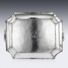 20th Century Japanese Solid Silver Large Serving Tray by Konoike, circa 1900