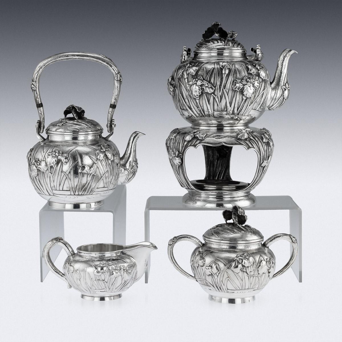 20th Century Japanese Solid Silver Tea & Coffee Service on Tray, circa 1900 1