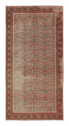 Antique 20th Century Khotan Runner with Pomegranate Motifs & Lattice-Rug & Kilim