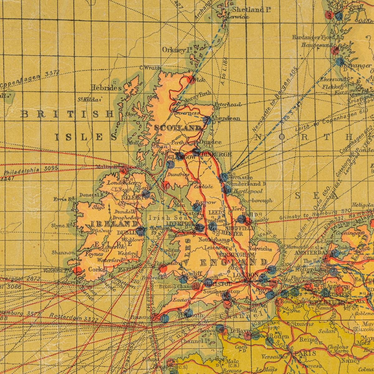 Antike, große, geschwungene Weltkarte des 20. Jahrhunderts, George Philips, um 1918 im Angebot 4
