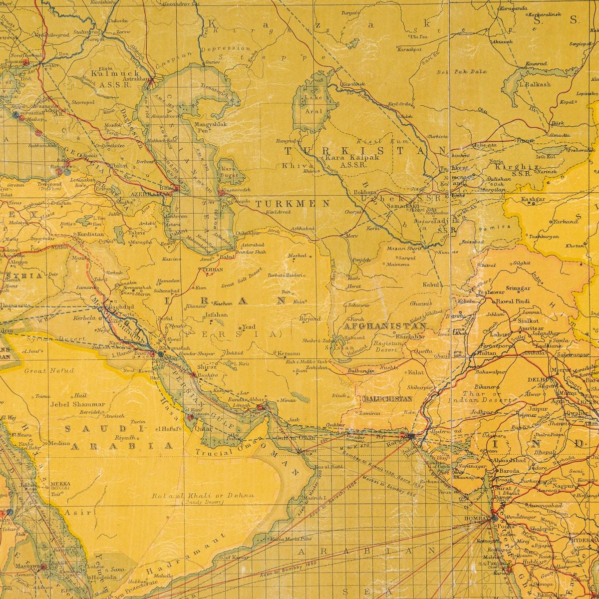 Antike, große, geschwungene Weltkarte des 20. Jahrhunderts, George Philips, um 1918 im Angebot 8