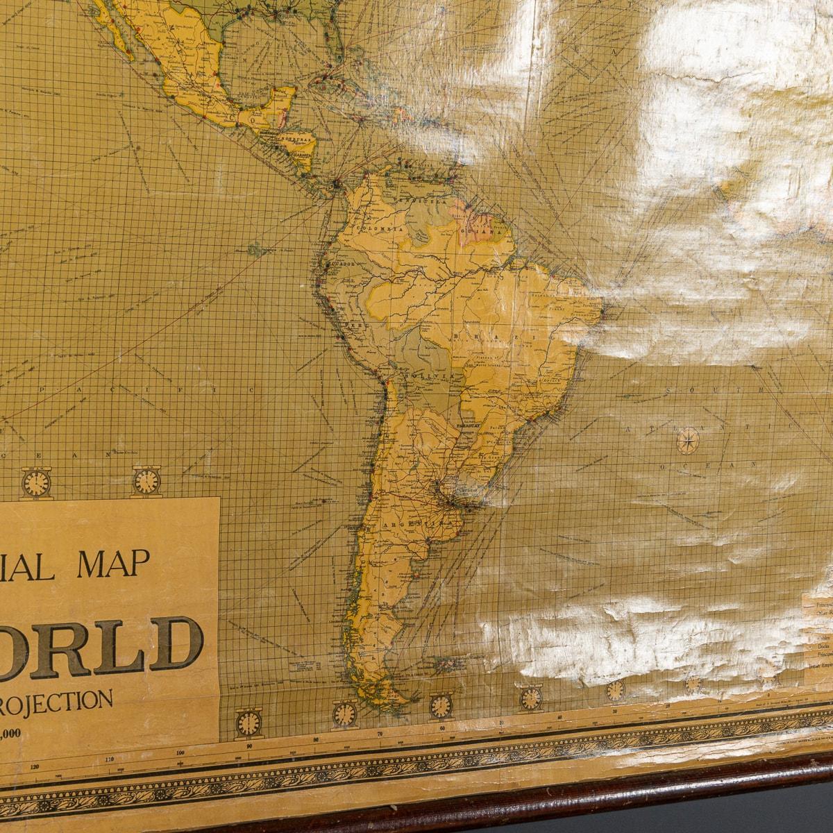 Antike, große, geschwungene Weltkarte des 20. Jahrhunderts, George Philips, um 1918 im Zustand „Gut“ im Angebot in Royal Tunbridge Wells, Kent