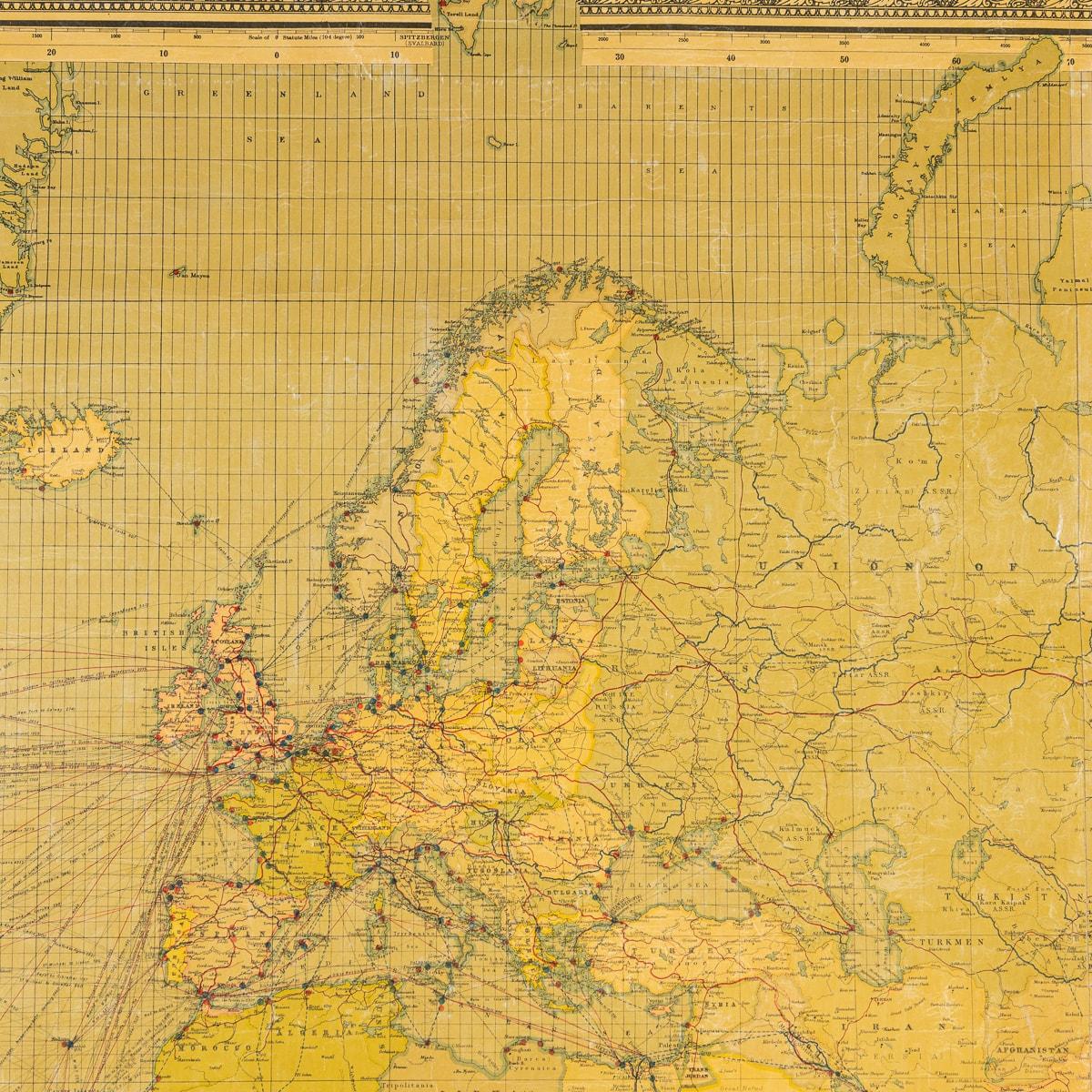 Antike, große, geschwungene Weltkarte des 20. Jahrhunderts, George Philips, um 1918 im Angebot 1