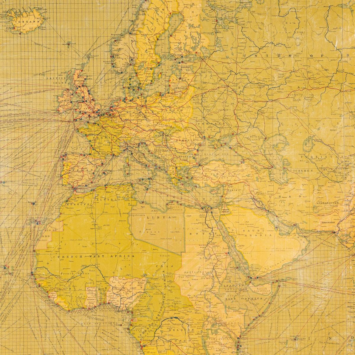 Antike, große, geschwungene Weltkarte des 20. Jahrhunderts, George Philips, um 1918 im Angebot 2