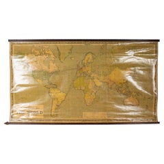 Antique 20th Century Large Scrolled Map Of The World, George Philips c.1918