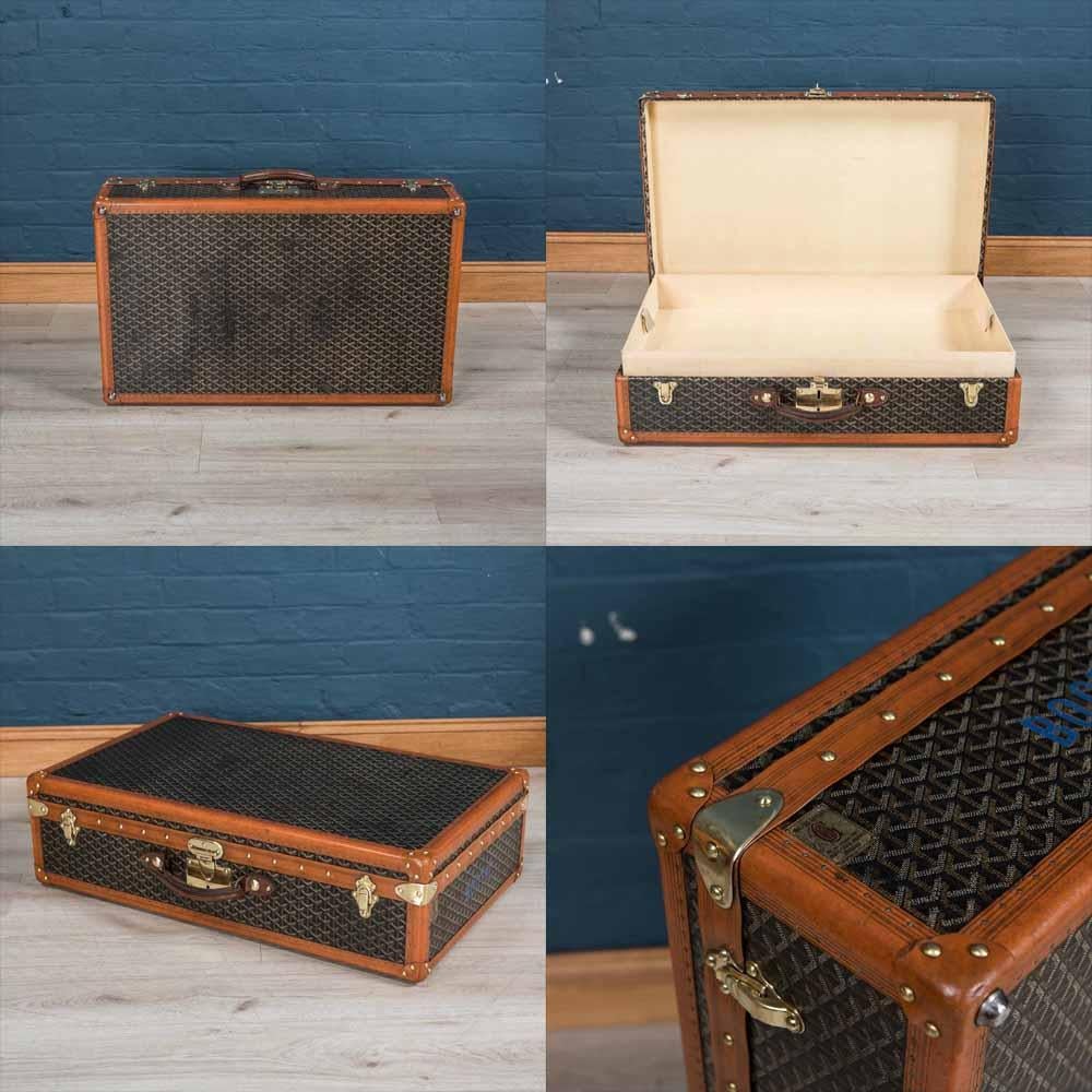 Antique 20th Century Leather Goyard Suitcase, Paris, circa 1930 3