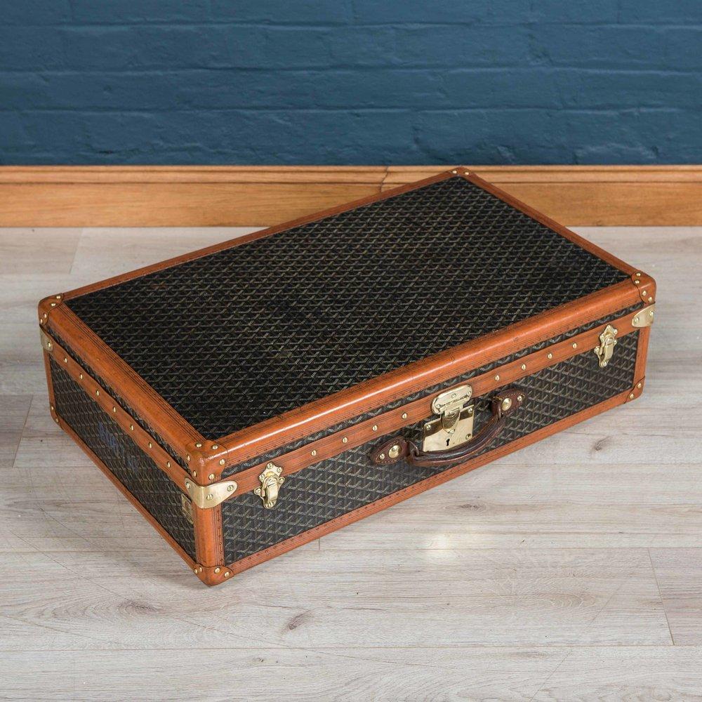 French Antique 20th Century Leather Goyard Suitcase, Paris, circa 1930