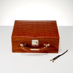 Antico astuccio da viaggio in pelle per gioielli del XX secolo CIRCA 1930