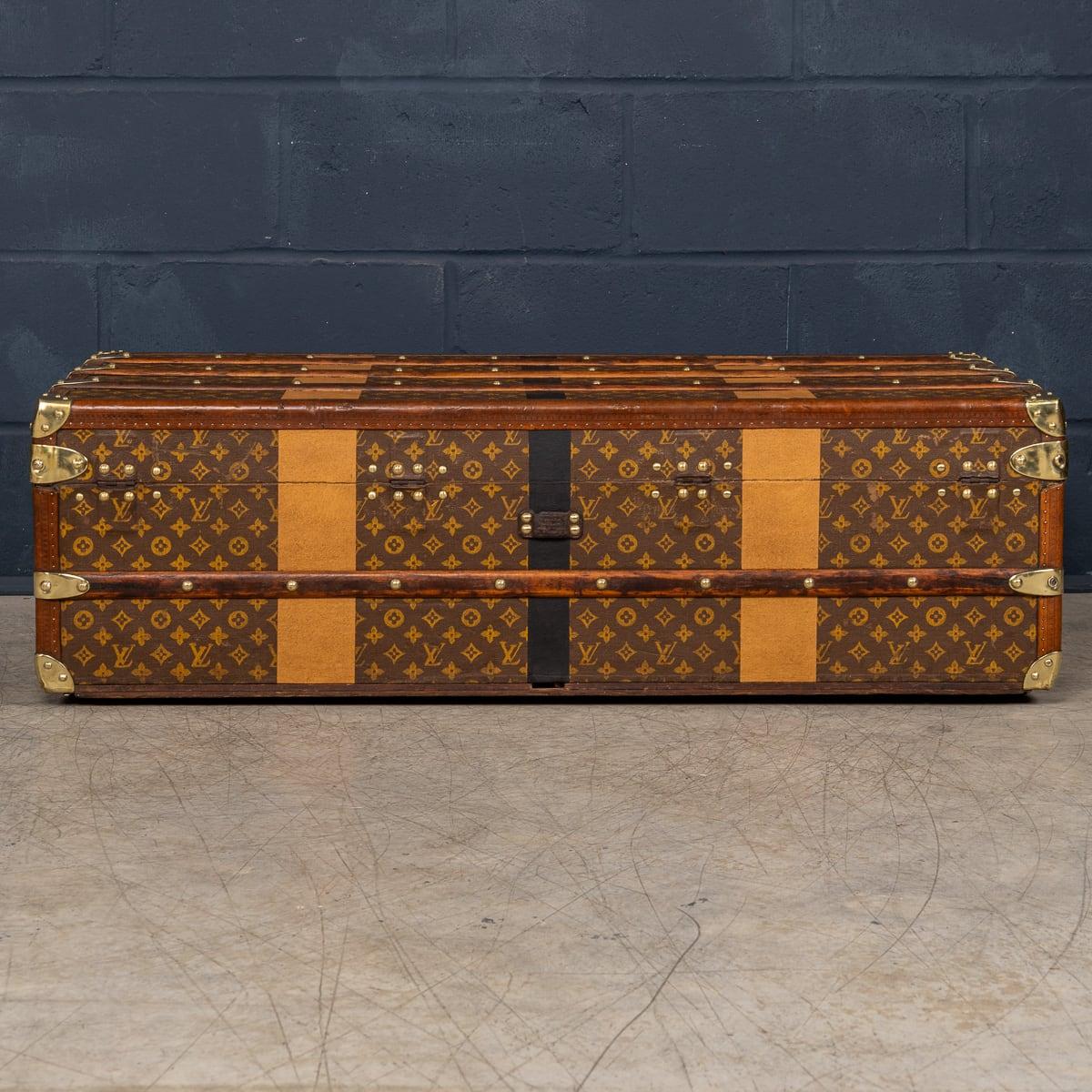 Brass Antique 20th Century Louis Vuitton Cabin Trunk In Monogram Canvas, France c.1910
