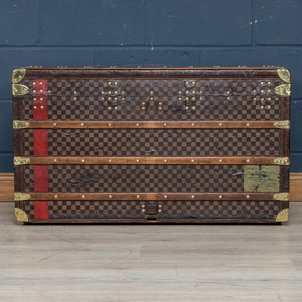French Antique 20th Century Louis Vuitton Courier Trunk In Damier Canvas, France c.1900