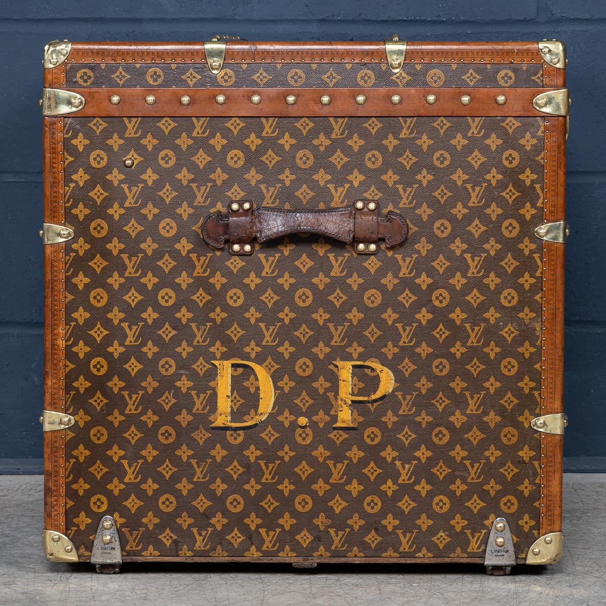 Brass Antique 20th Century Louis Vuitton Hat Trunk In Monogram Canvas, France c.1920 For Sale