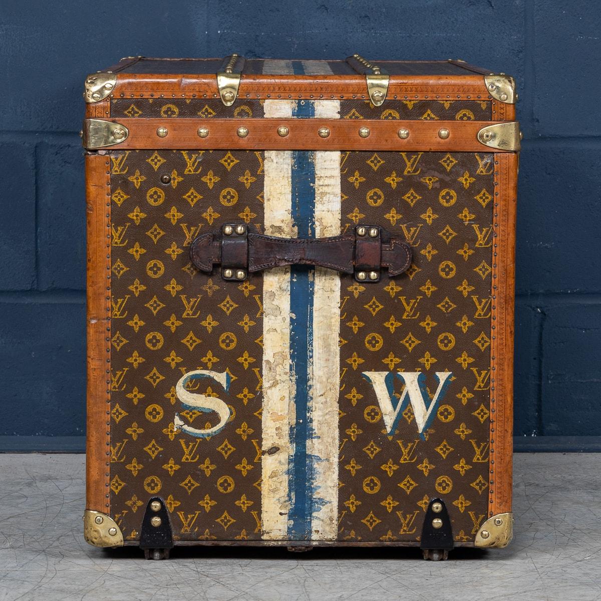 Brass Antique 20th Century Louis Vuitton Hat Trunk In Monogram Canvas, Paris c.1920