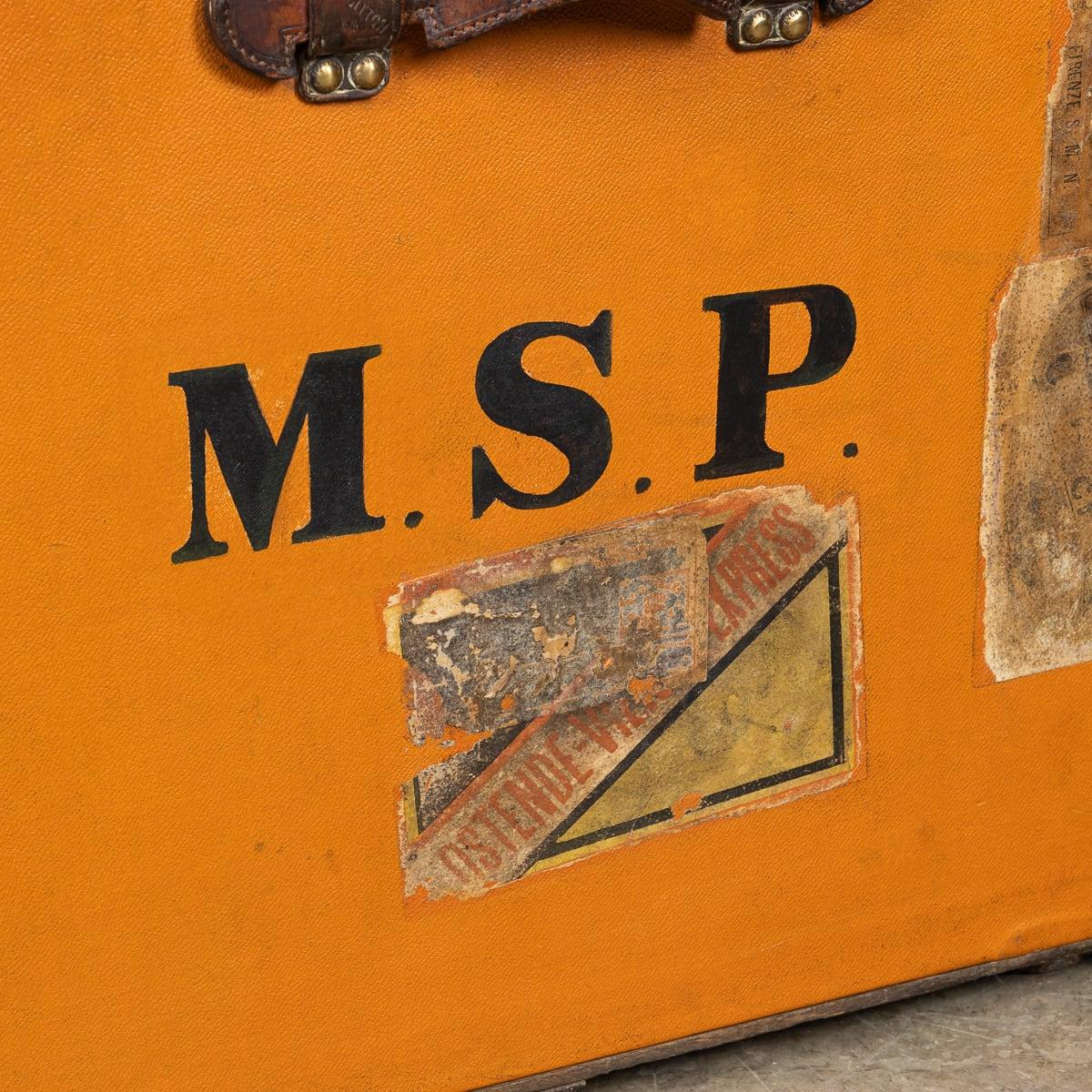 Antique 20th Century Louis Vuitton Hat Trunk In Orange 