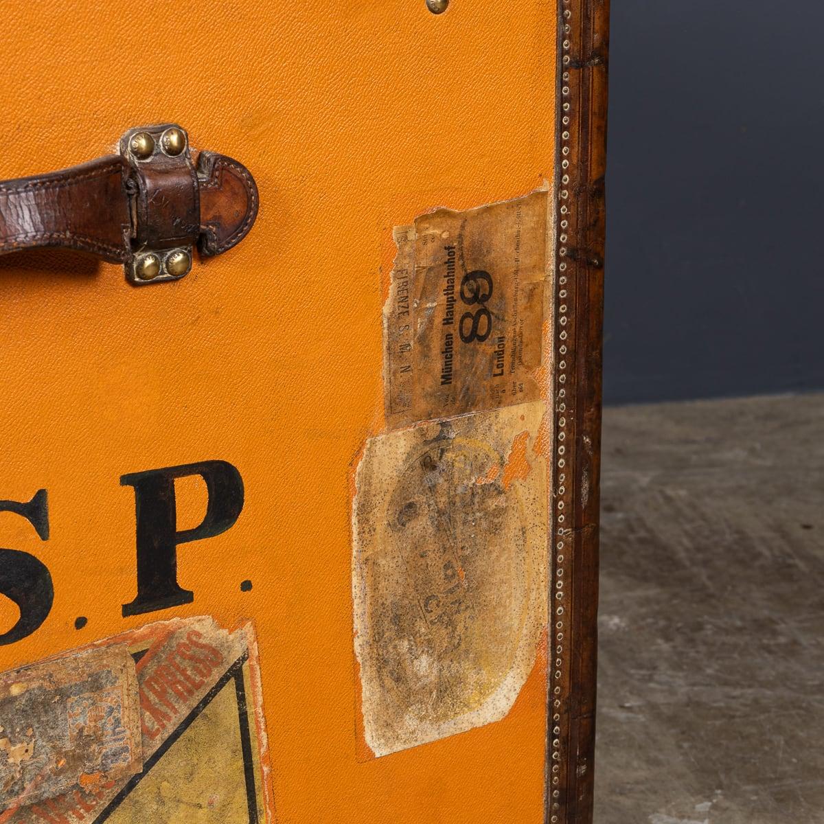 Antique 20th Century Louis Vuitton Hat Trunk In Orange 