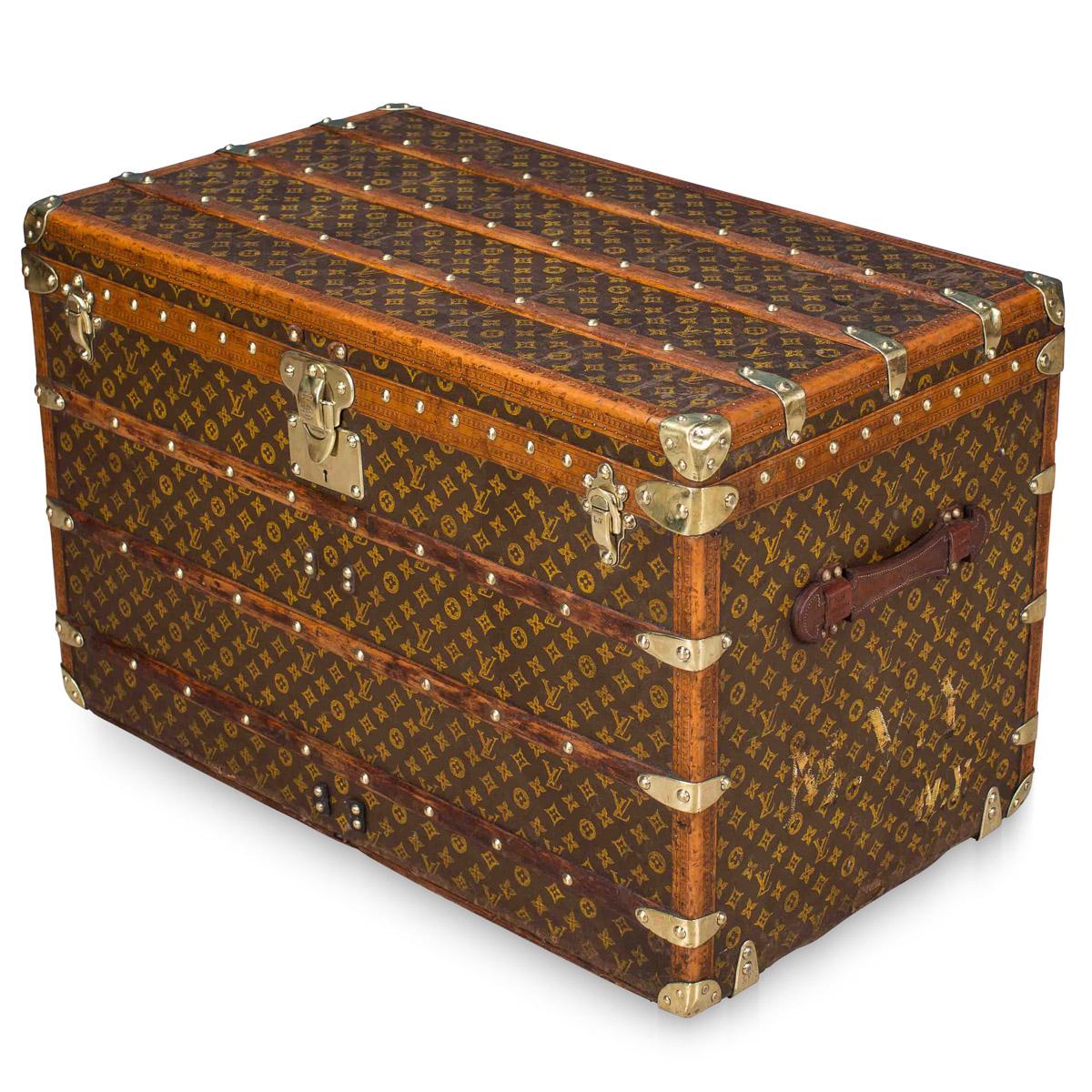 Stunning and most importantly complete, this early 20th century Louis Vuitton trunk was the must have item of any elite traveller. Covered in the world famous LV monogrammed canvas, with its lozine borders and brass fitting it would have been the