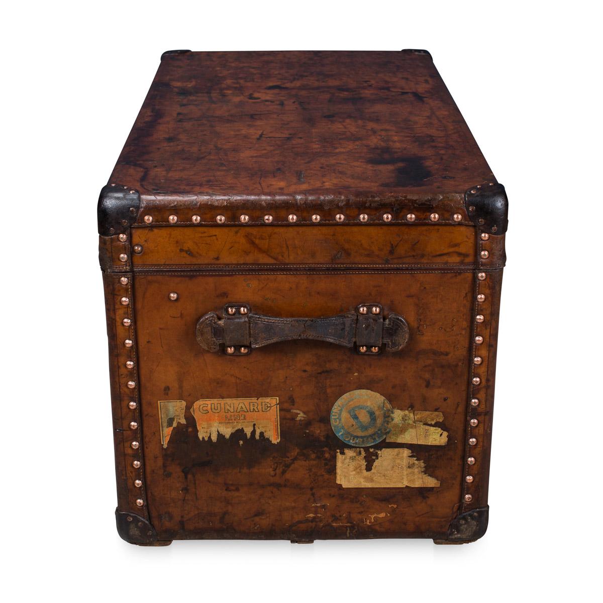 Antique 20th Century Louis Vuitton Trunk in Cow Hide, circa 1900 In Good Condition In Royal Tunbridge Wells, Kent