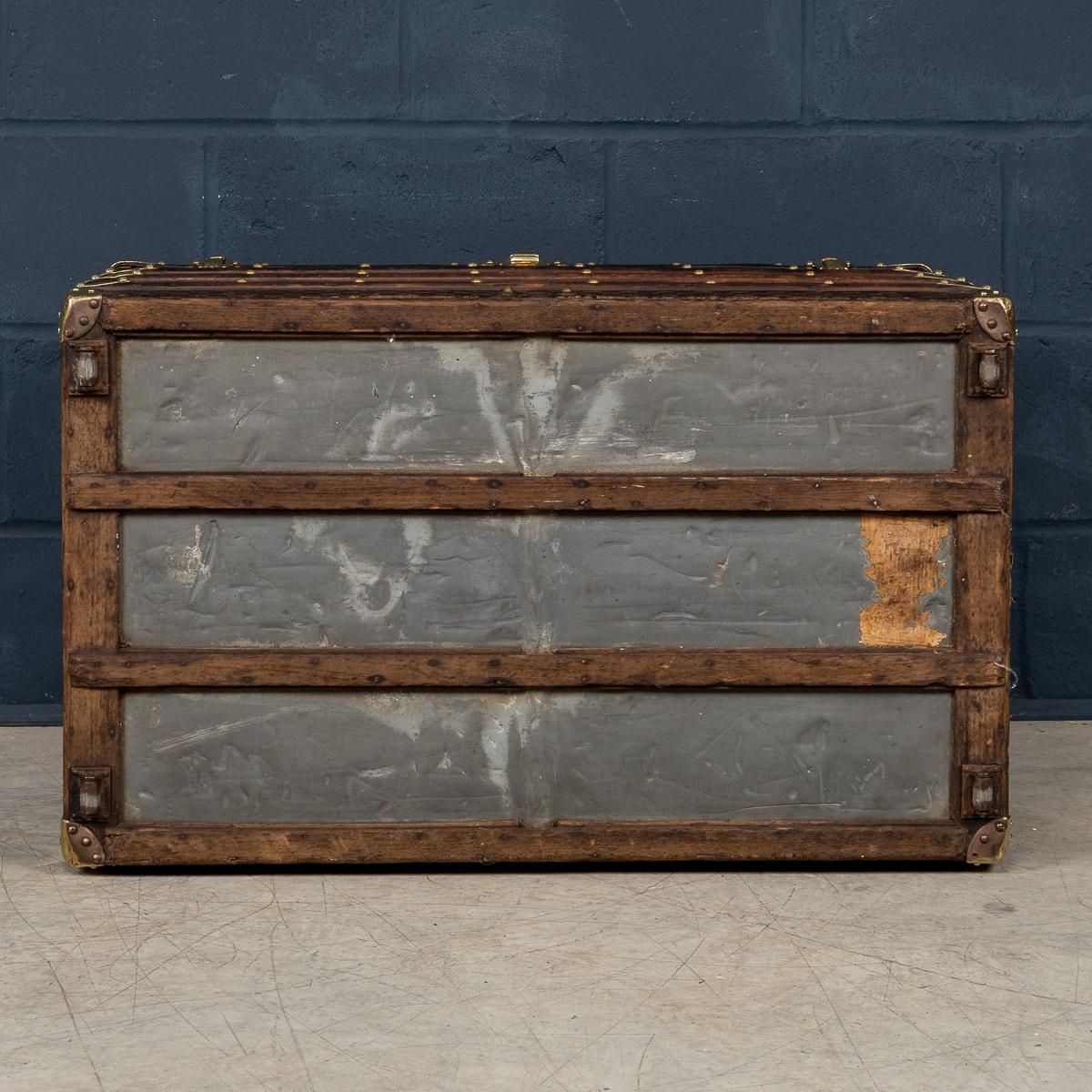 Brass Antique 20th Century Louis Vuitton Trunk In Damier Canvas, France c.1900