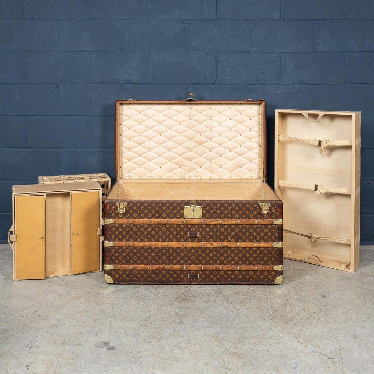 Antike Louis Vuitton-Truhe des 20. Jahrhunderts aus Monogramm-Leinwand mit Monogramm, Frankreich um 1900 im Angebot 5
