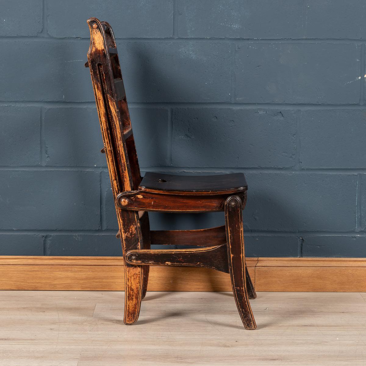 Antique 20th Century Metamorphic Oak Library Chair, England, C.1900 In Good Condition In Royal Tunbridge Wells, Kent